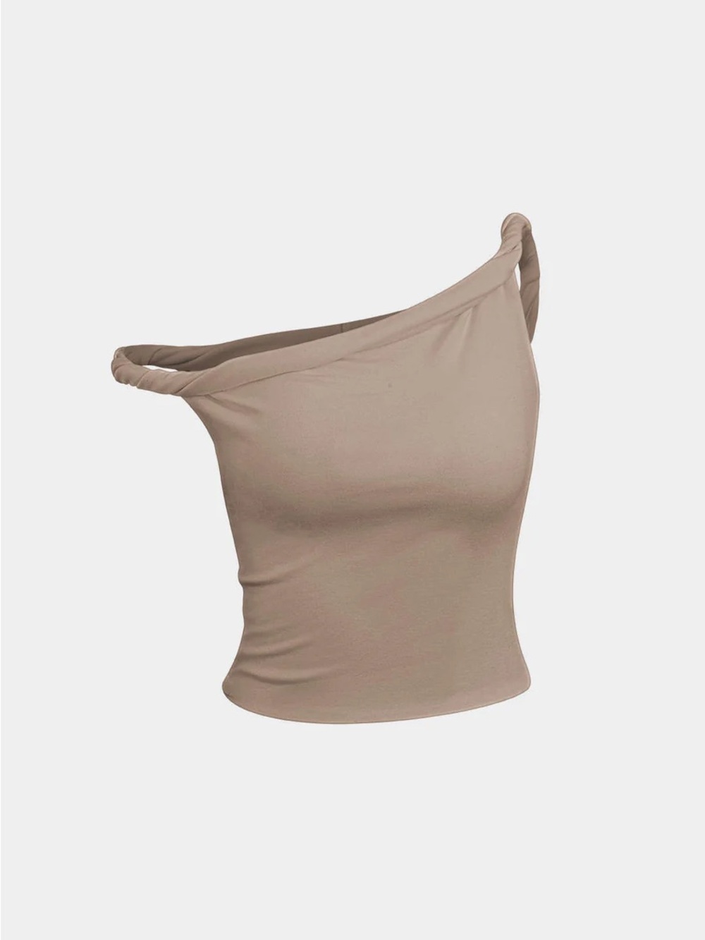 131. Micas L One-Shoulder Twist Strap Tank Top - Taupe